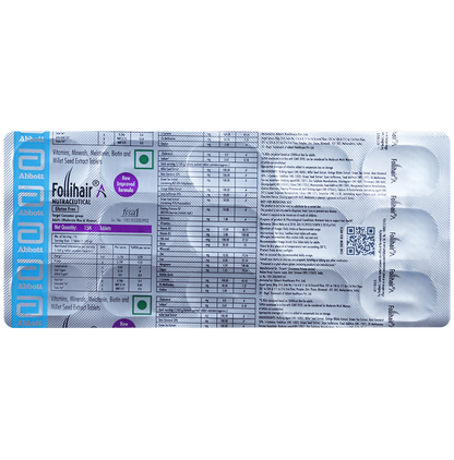 Abbott Follihair A gluten-free hair care tablets, showing the supplement bottle with label and tablets inside.