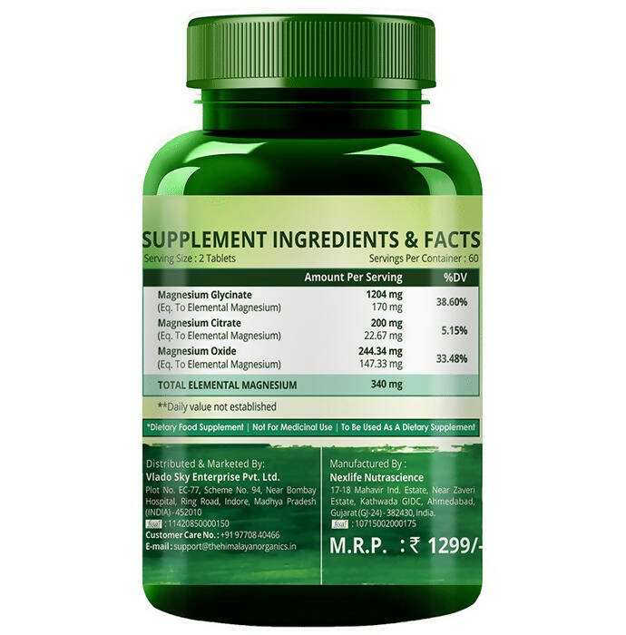 Himalayan Organics Magnesium Citrate+Glycinate Tablets - Indyancart