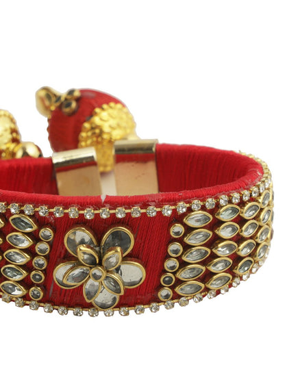 Anouk Kundan Studded Bangle Rakhi With Roli Chawal & Greetings Card