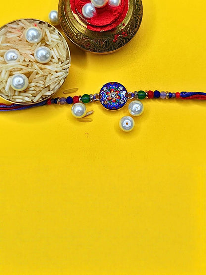 Anouk Set Of 12 Beaded Cotton Thread with AD Stones & Meenakari Designer Rakhi for Brother