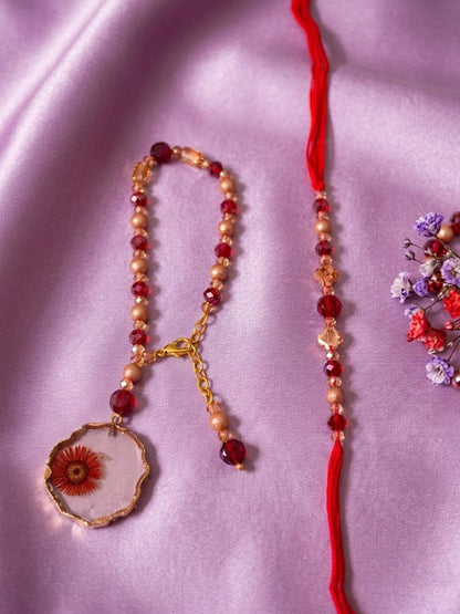Anouk Set Of 2 Gold Toned Red Artificial Beads Bhaiya Bhabhi Rakhi