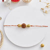 Dhiyona Rudraksh Beaded Braided Thread Rakhi With Roli Chawal & Greetings Card