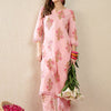 Dhiyona IE Printed Round Neck Three-Quarter Sleeves Pure Cotton Top With Trousers