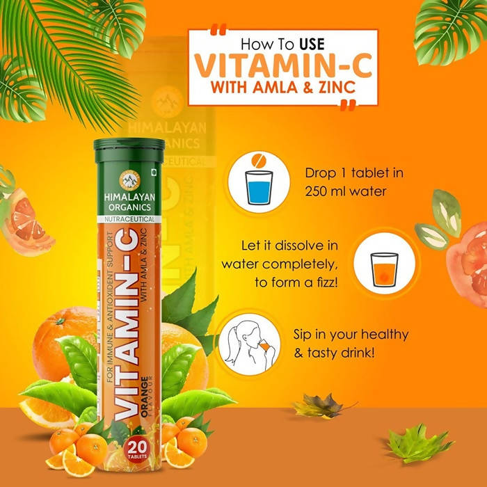 Himalayan Organics Vitamin-C Orange Flavour With Amla & Zinc Tablets