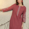 Dhiyona IE Women Embroidered Boat Neck Cotton Top and Trousers Co-Ords
