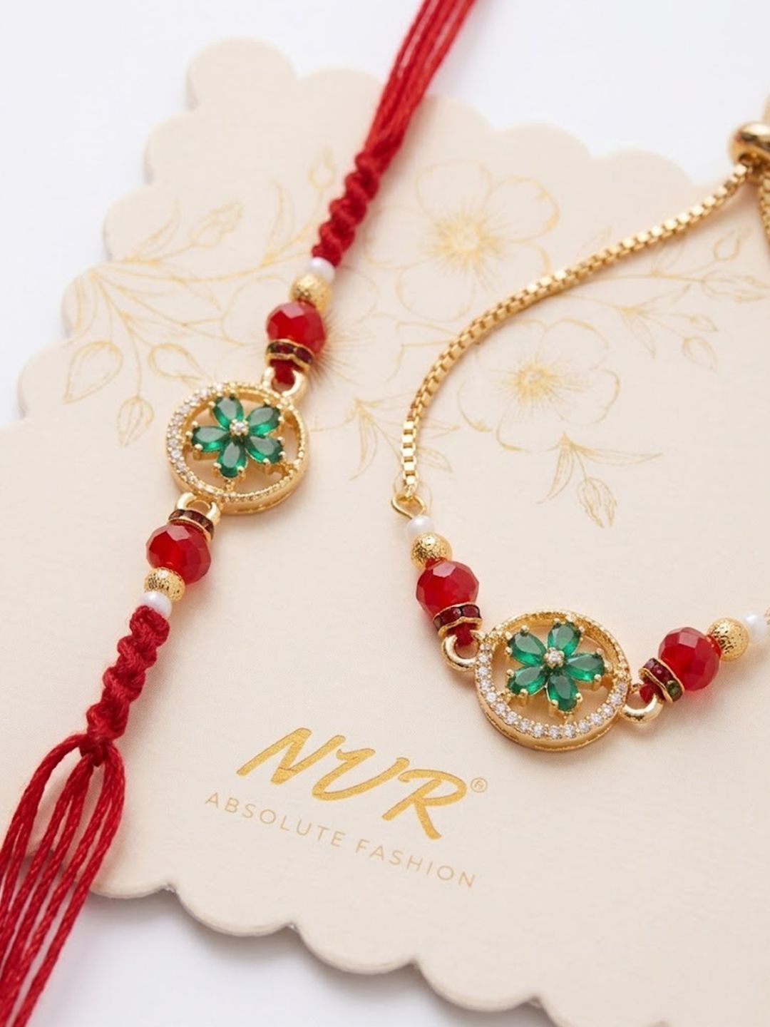Anouk Set Of 2 Ad Drawstring Bhaiya Bhabhi Rakhi With Roli Chawal Chandan Mishri
