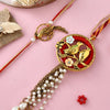 Dhiyona Gol-Toned Beaded Bhaiya Bhabhi Rakhi With Roli Chawal & Greeting Card