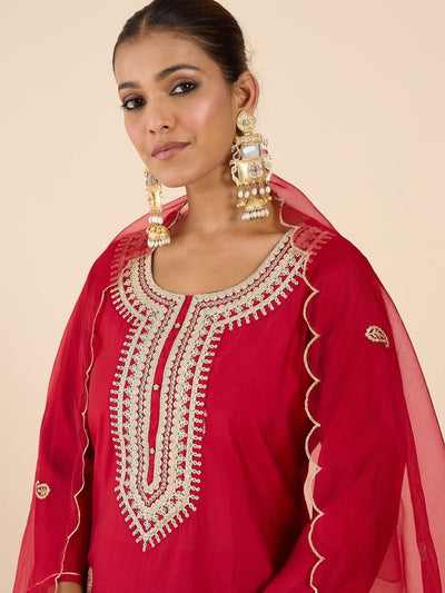 Indyancart IE Women Ethnic Motifs Embroidered Regular Kurta with Trousers & With Dupatta