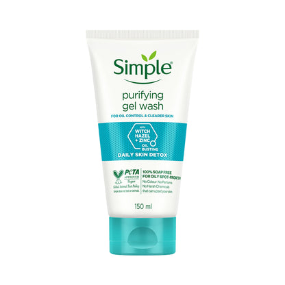 Simple Daily Skin Detox Purifying Facial Wash, 100% Soap Free | Gentle on Acne prone skin