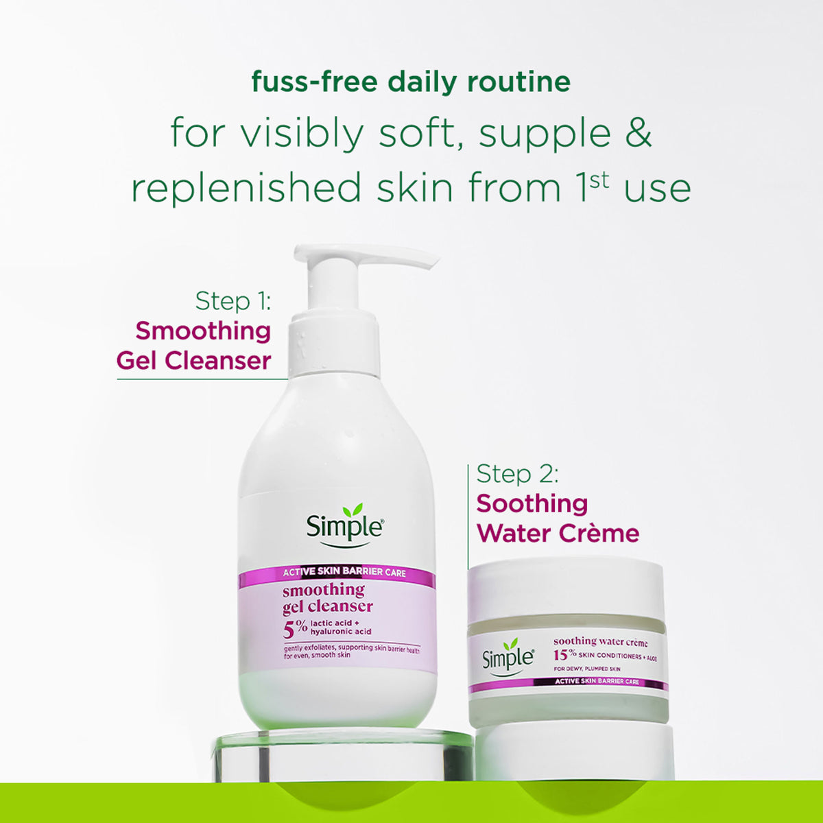 SIMPLE Active Skin Barrier Care with 5% AHA, Gel Cleanser for Gentle Exfoliation