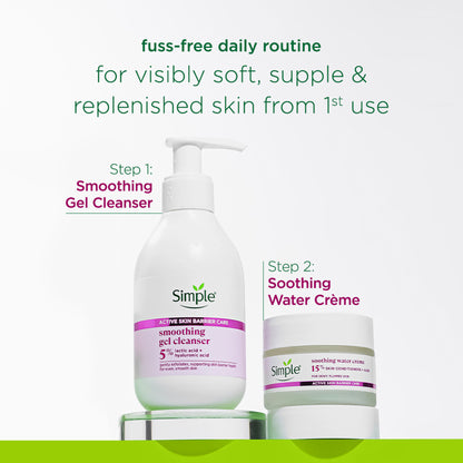 SIMPLE Active Skin Barrier Care with 5% AHA, Gel Cleanser for Gentle Exfoliation