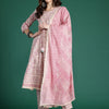 Indyancart IE Floral Printed Panelled Pure Cotton Kurta with Trousers & With Dupatta