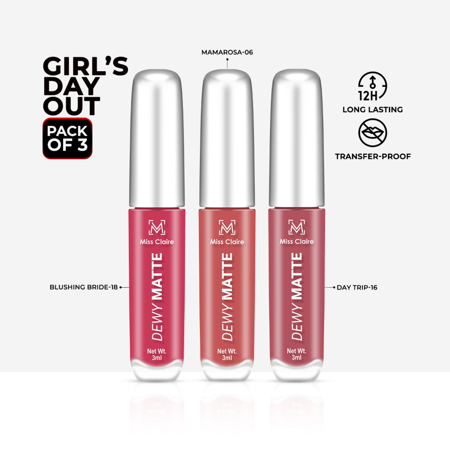 Miss Claire Dewy Matte Lip Combo Set - Girls Day Out