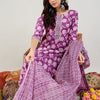 Dhiyona IE Floral Printed Gotta Patti Pure Cotton Straight Kurta with Trouser & Dupatta
