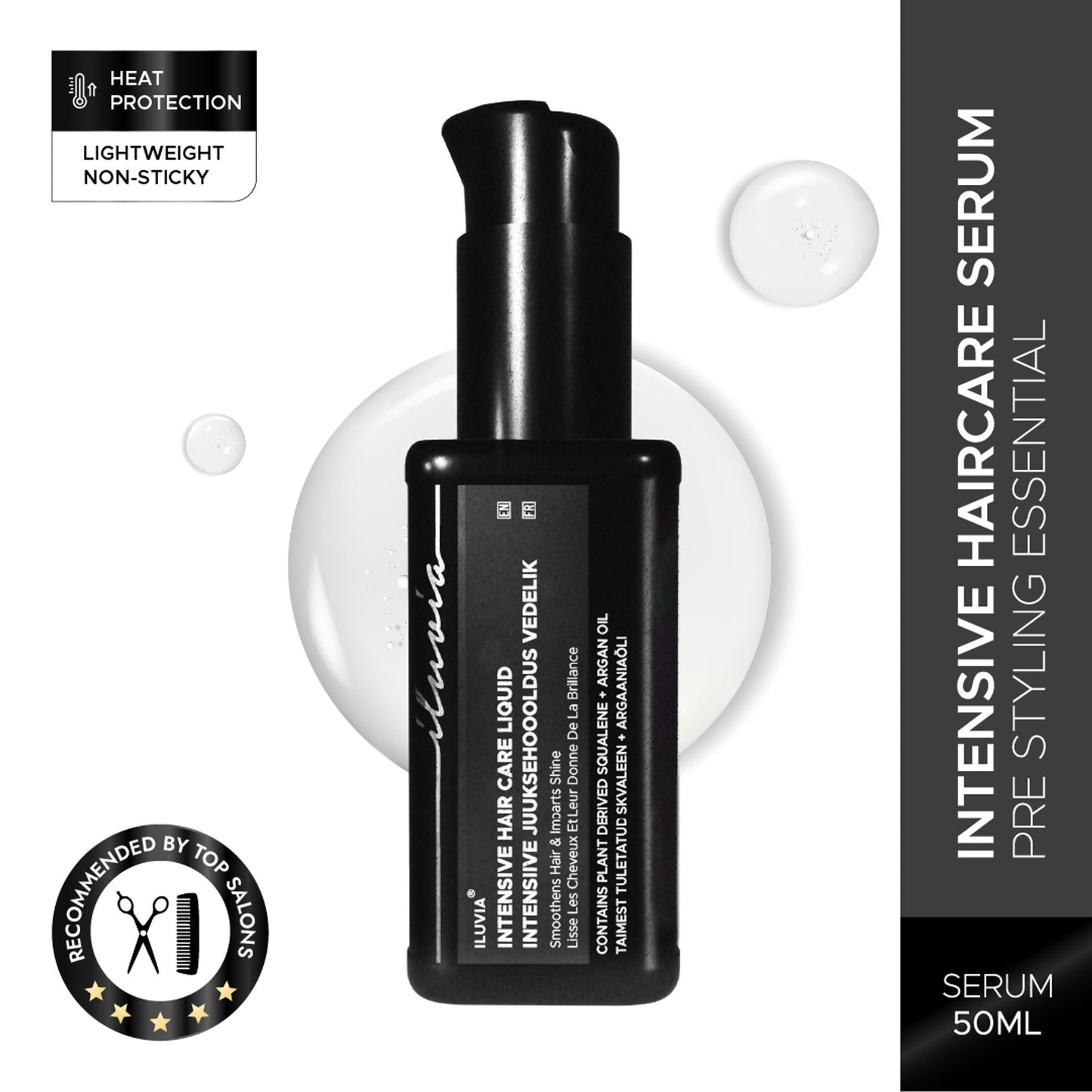 iluvia Intensive Haircare Serum, For Thin, Frizz-Prone Hair, Pre-Styling Essential, Heat Protection