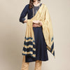 Indyancart VA Women's Navy Blue Floral Embroidered Kurti Set With Dupatta