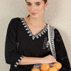 Dhiyona IE Women Floral Embroidered Cotton Kurta with Trousers & Dupatta