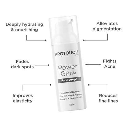 PROTOUCH Power Glow Face Serum - Non Sticky, Deep Hydrating Face Moisturiser with Korean Actives
