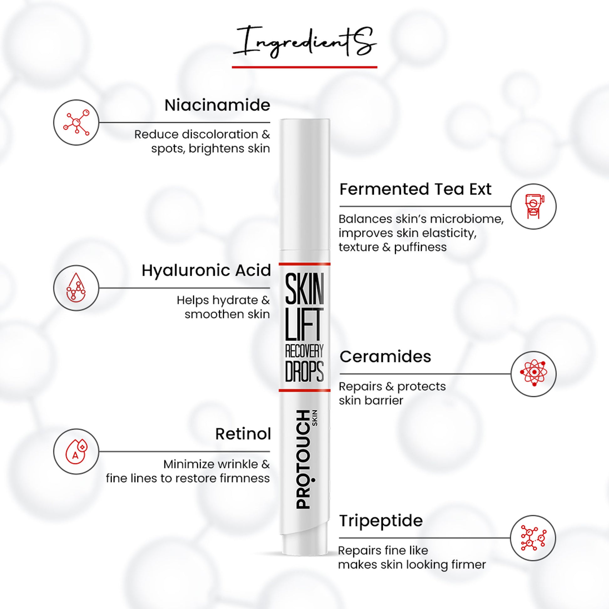 PROTOUCH Skin Lift Recovery Serum with Retinol and Korean Kombaucha, Prevents Wrinkle & Ageing