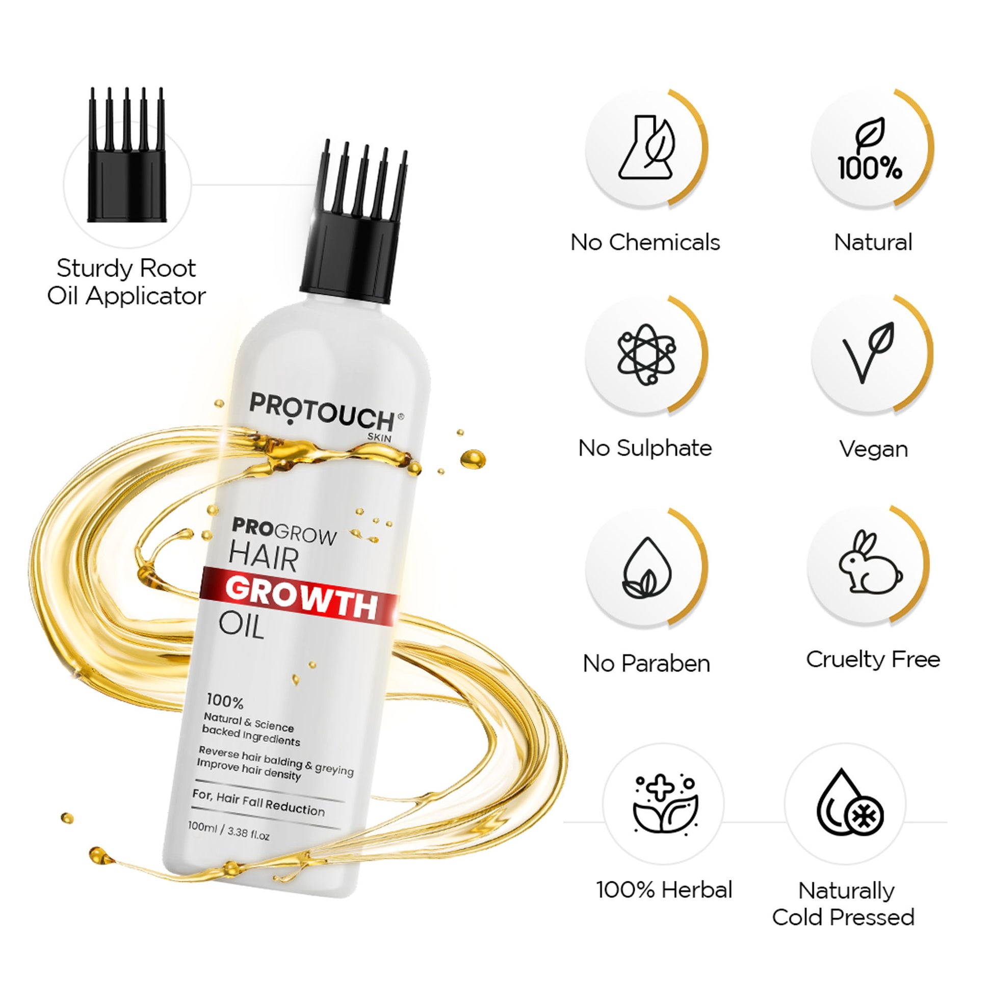 PROTOUCH PROGROW Hair Growth Oil with Rosemary & Methi,Hair Regrowth, Anti Hair Fall & Anti Dandruff