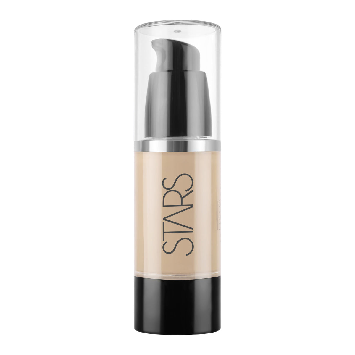 Stars Cosmetics Natural Matte Liquid Foundation in Ivory, showing the sleek bottle and product label.