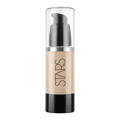 Stars Cosmetics Natural Matte Liquid Foundation in Ivory, showing the sleek bottle and product label.