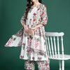 Indyancart IE Women Floral Printed Pleated Pure Cotton Kurta with Palazzos & With Dupatta