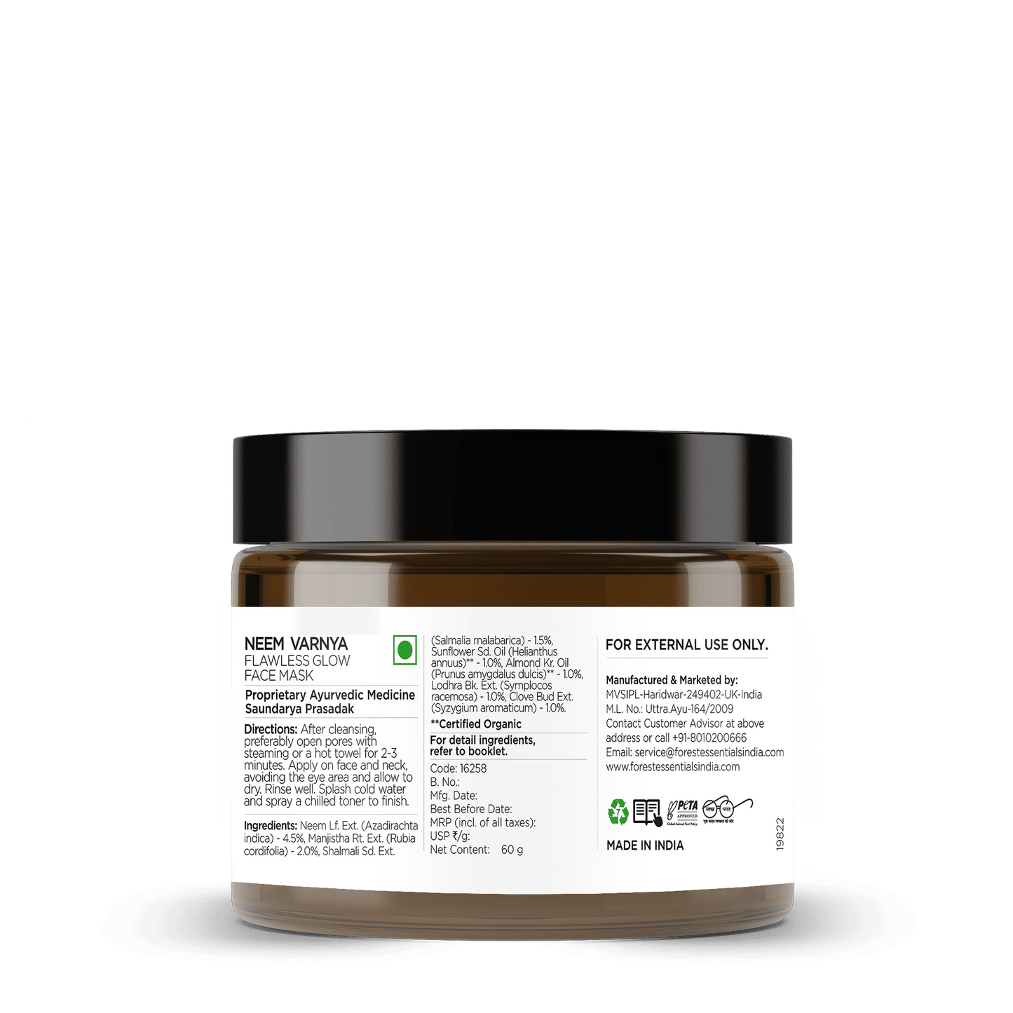 Forest Essentials Neem Varnya Lepa - Ayurvedic Facial Mask for Oily Skin - Face Pack For Acne