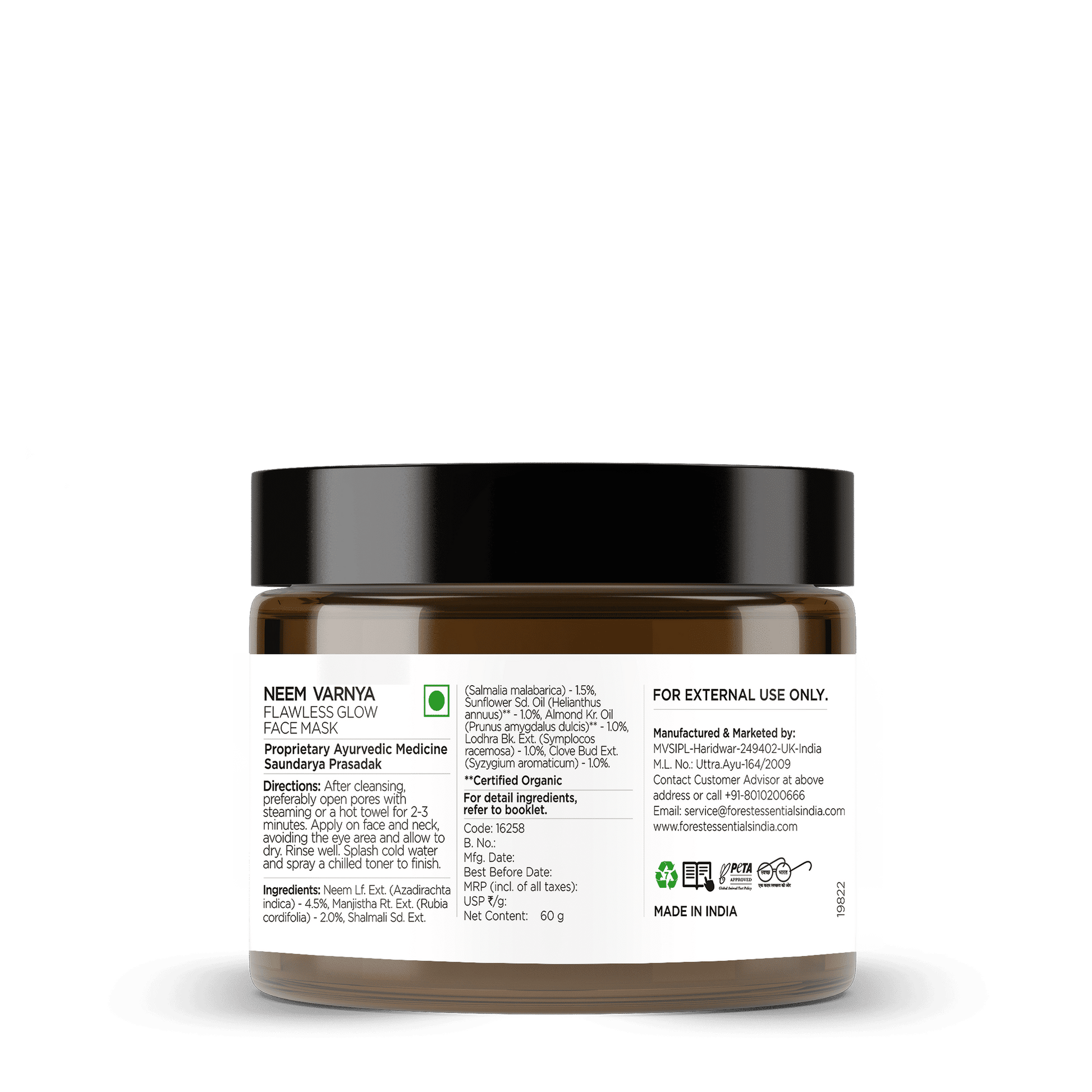 Forest Essentials Neem Varnya Lepa - Ayurvedic Facial Mask for Oily Skin - Face Pack For Acne