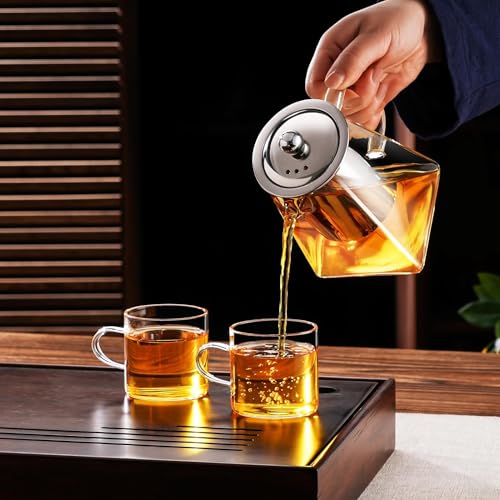 Jinelza Pyramid Shape Borosilicate Glass Tea Pot with Infuser 750ml