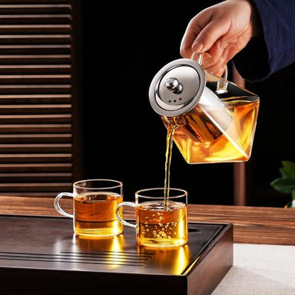Jinelza Pyramid Shape Borosilicate Glass Tea Pot with Infuser 750ml