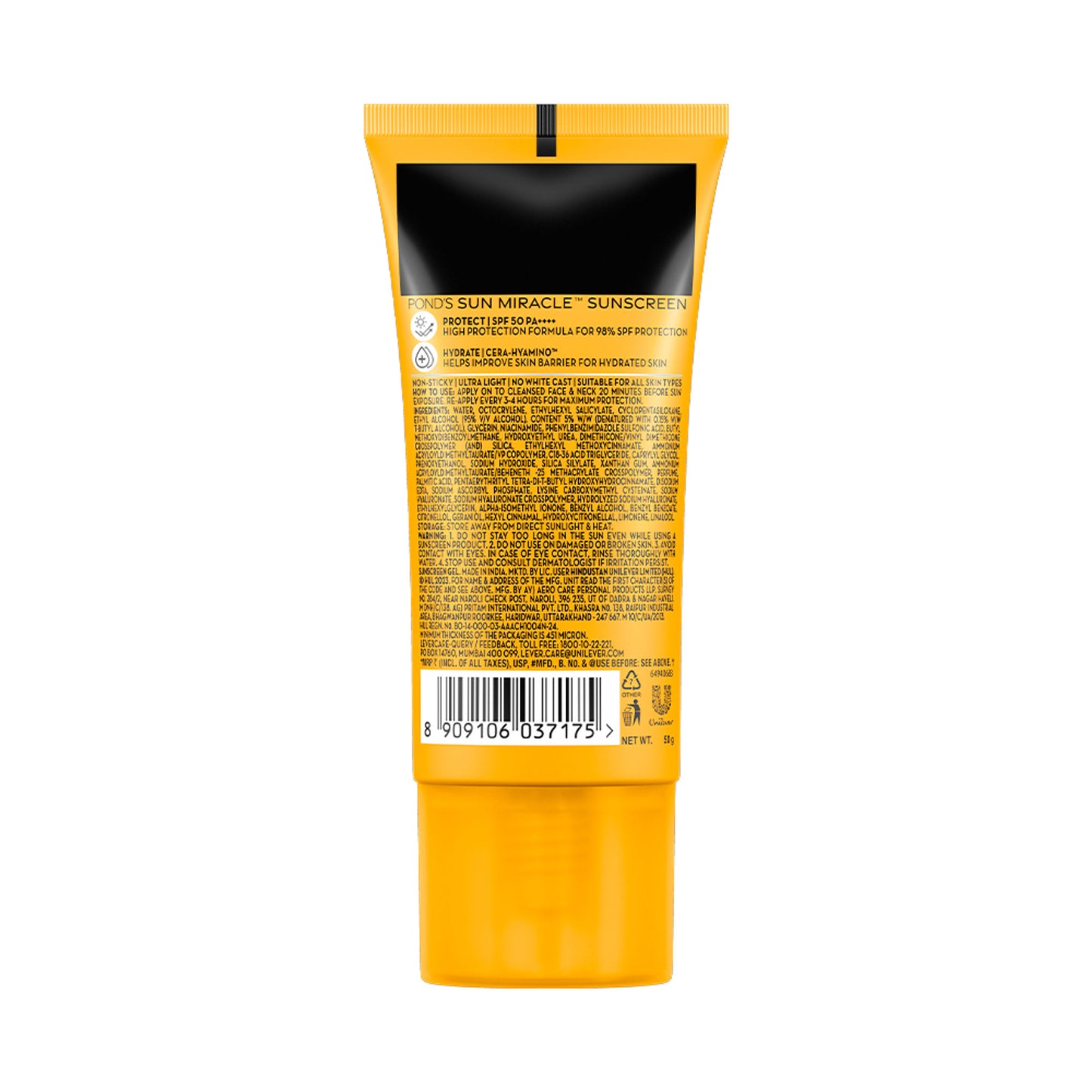 POND’S Sun Miracle SPF 50 PA+++ Crème Gel Sunscreen - Protect & Hydrate, With Hyaluronic Acid