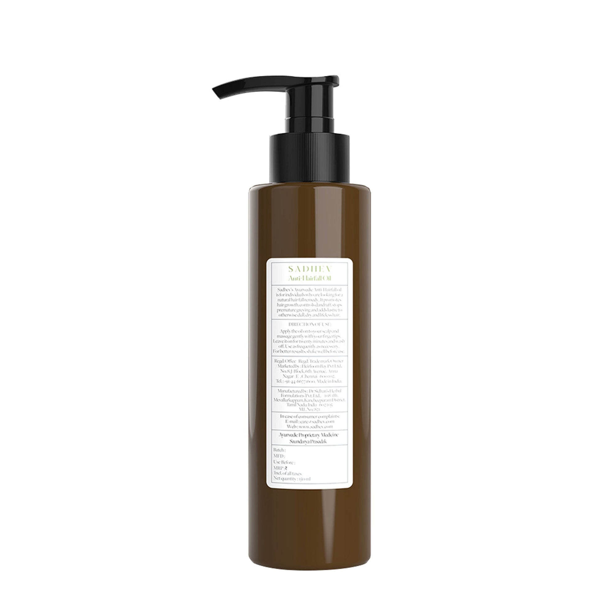 Sadhev Ayurvedic Anti-Hairfall Hair Oil with Curry Leaves, Bhringraj & Amla