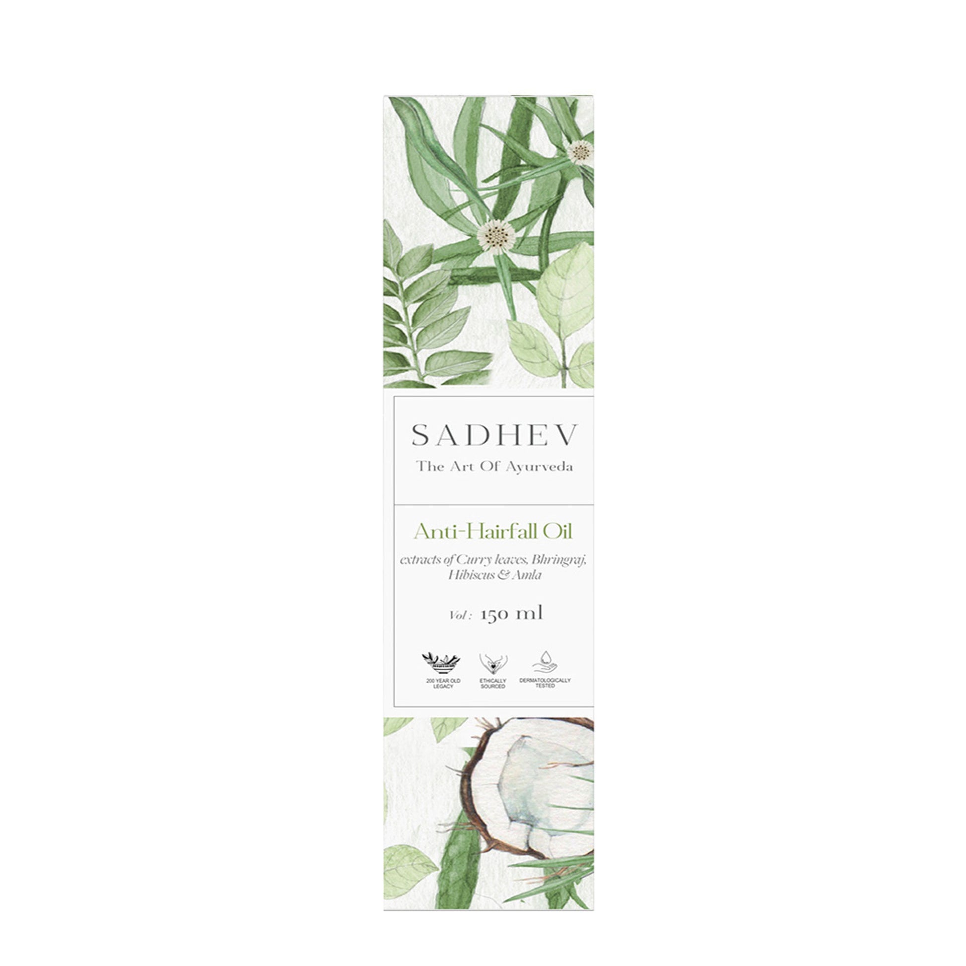 Sadhev Ayurvedic Anti-Hairfall Hair Oil with Curry Leaves, Bhringraj & Amla