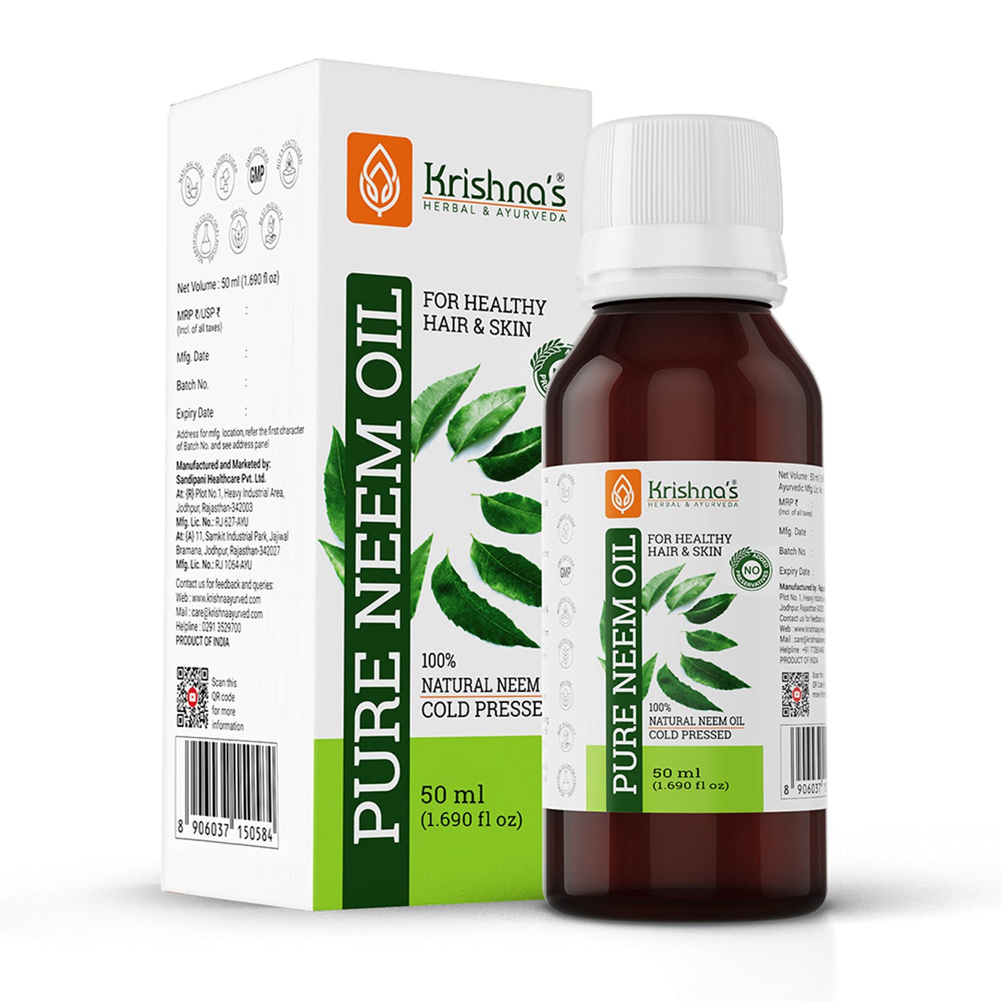 Krishna's Herbal & Ayurveda Pure Neem Hair & Skin Oil