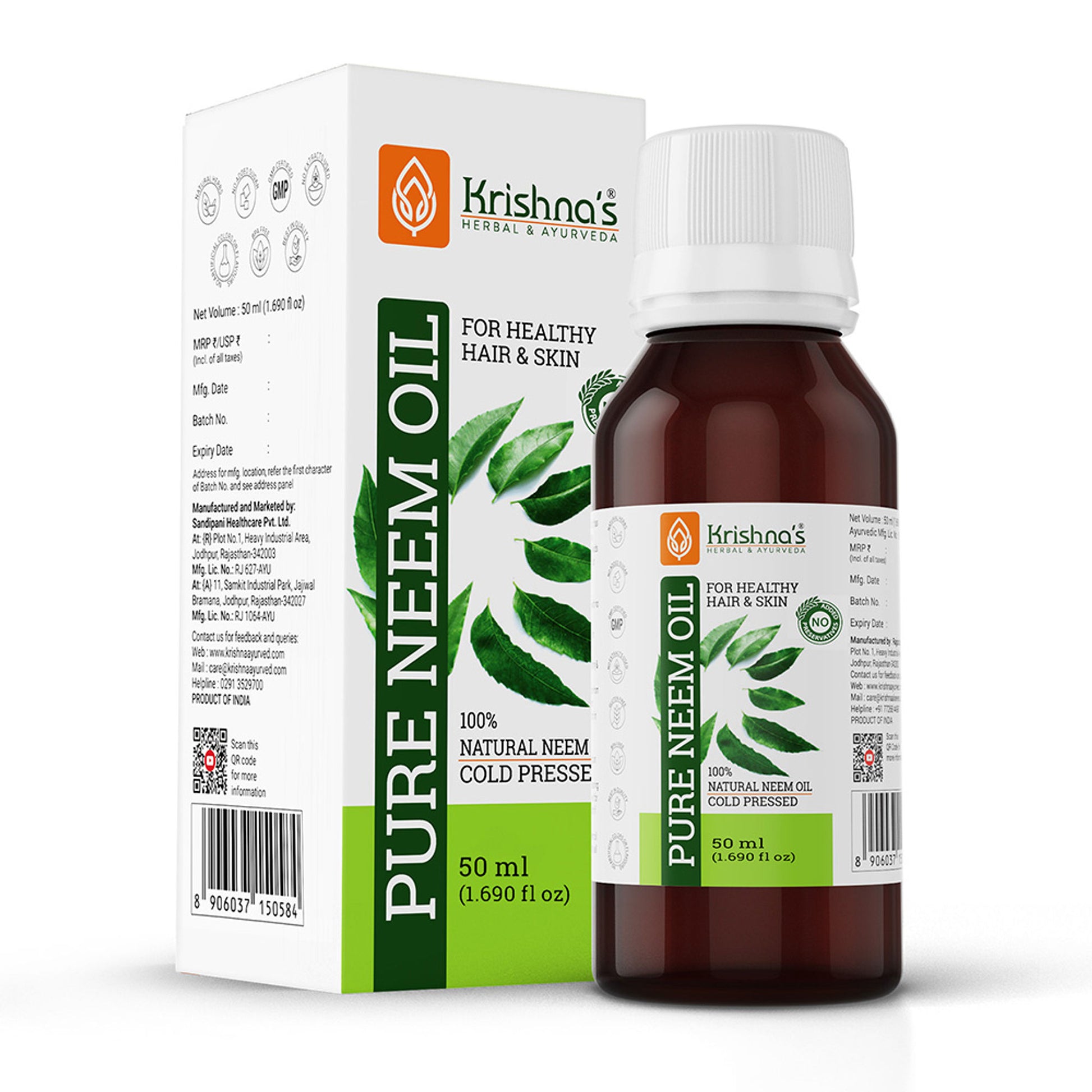 Krishna's Herbal & Ayurveda Pure Neem Hair & Skin Oil