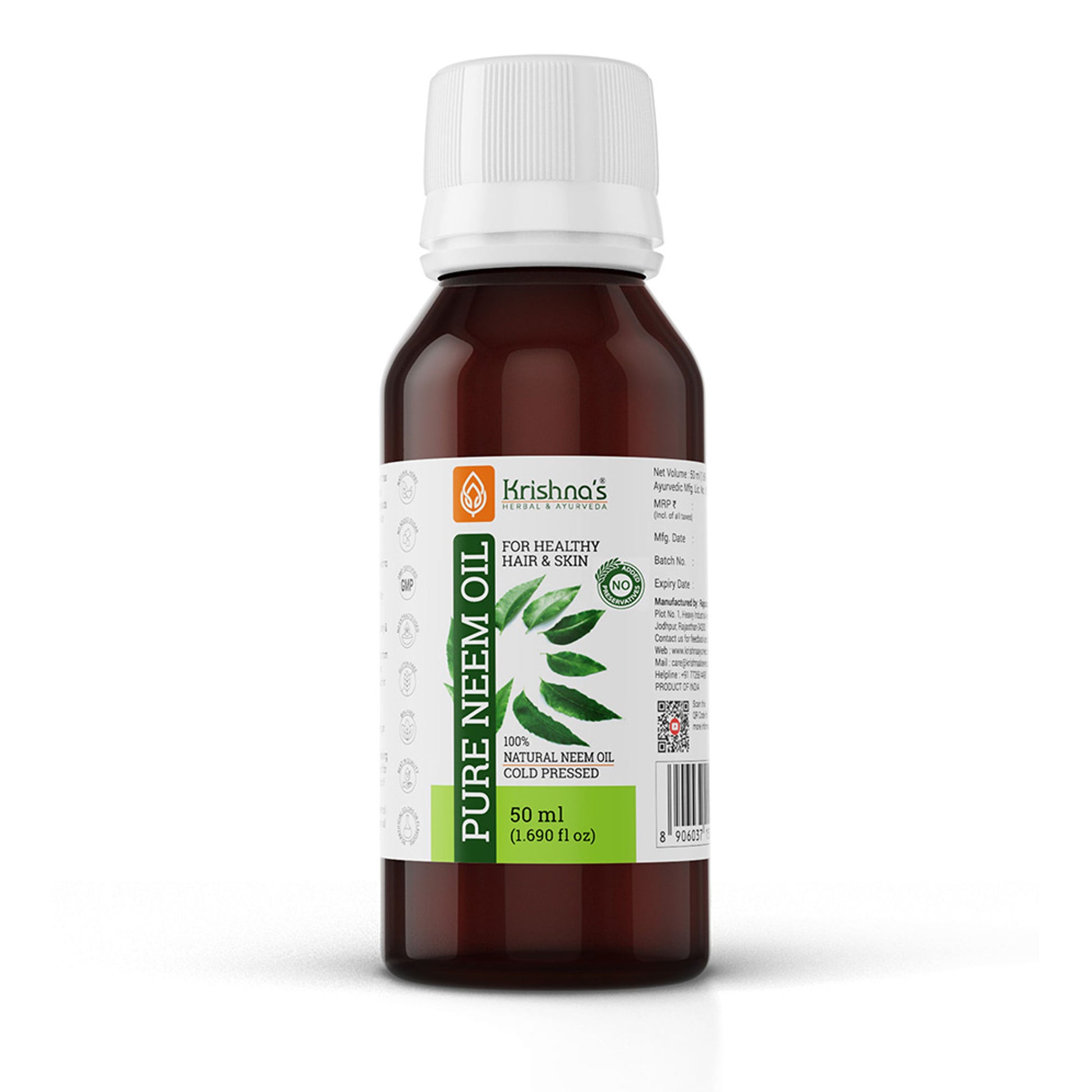 Krishna's Herbal & Ayurveda Pure Neem Hair & Skin Oil