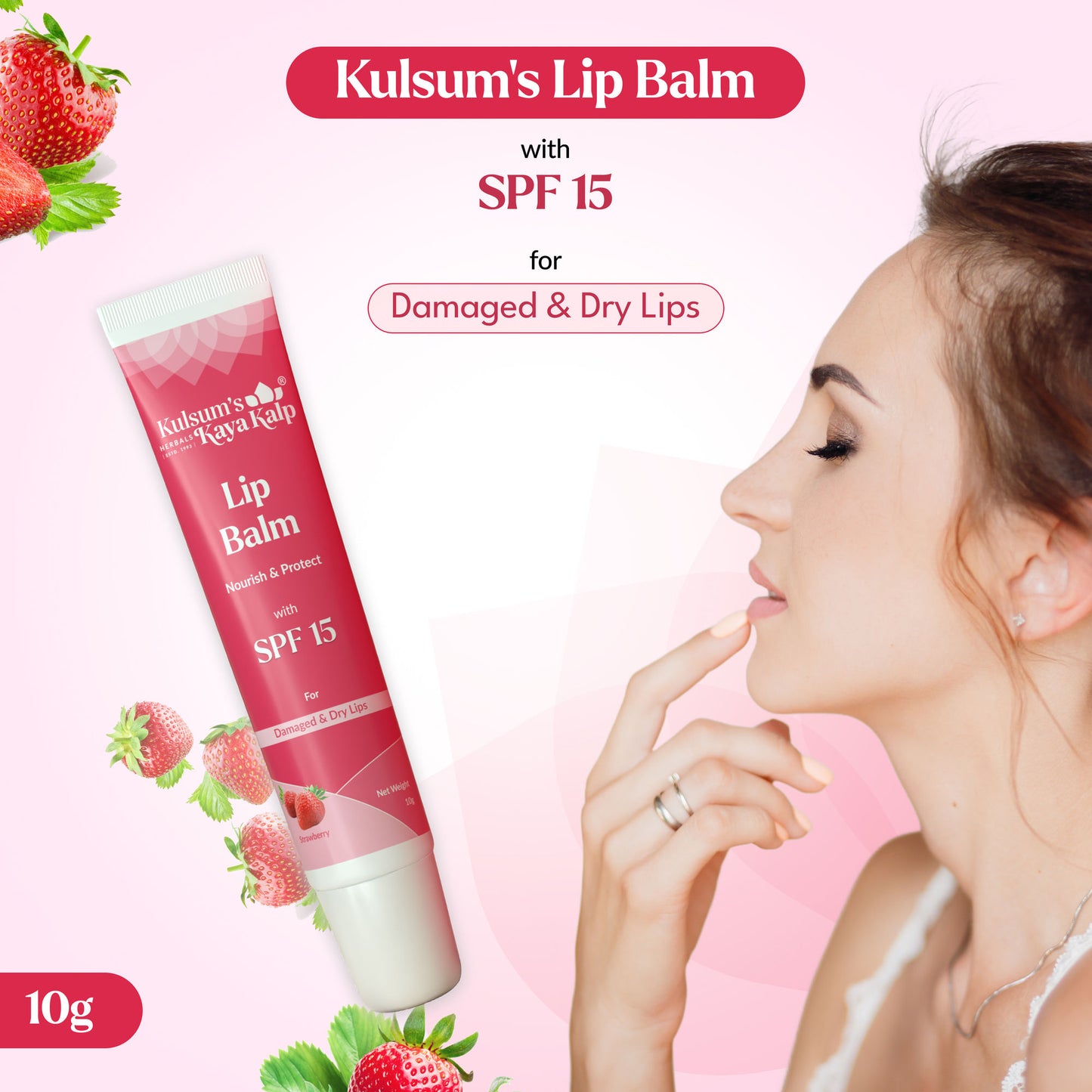 Kulsum's Kaya Kalp Lip Balm With SPF 15 - Strawberry