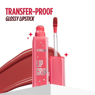 Nykaa Lip Grip No-Transfer Gloss Intense Shine Vinyl Liquid Lipstick - Restraint