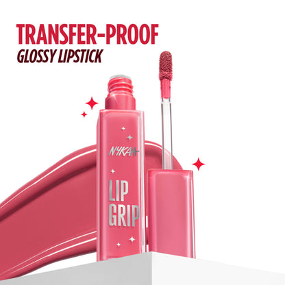 Nykaa Lip Grip No-Transfer Gloss Intense Shine Vinyl Liquid Lipstick - Pulse