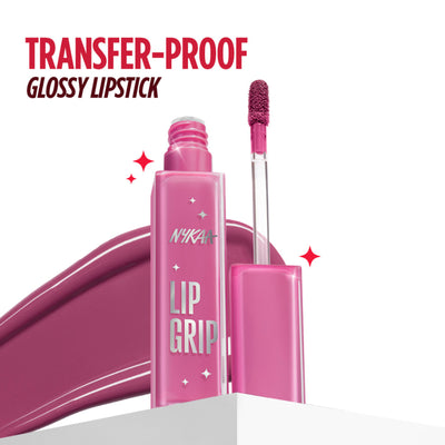 Nykaa Lip Grip No-Transfer Gloss Intense Shine Vinyl Liquid Lipstick - Tense