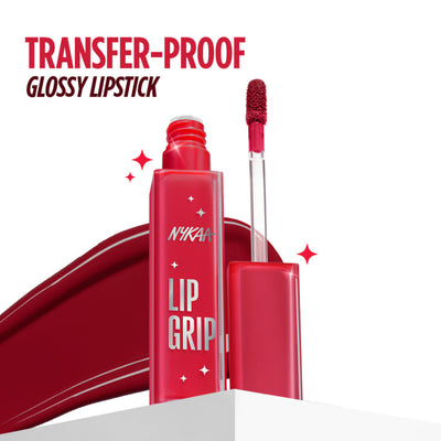 Nykaa Lip Grip No-Transfer Gloss Intense Shine Vinyl Liquid Lipstick - Dare