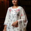 Indyancart IE Floral Printed Round Neck Straight Kurta With Trousers & Dupatta
