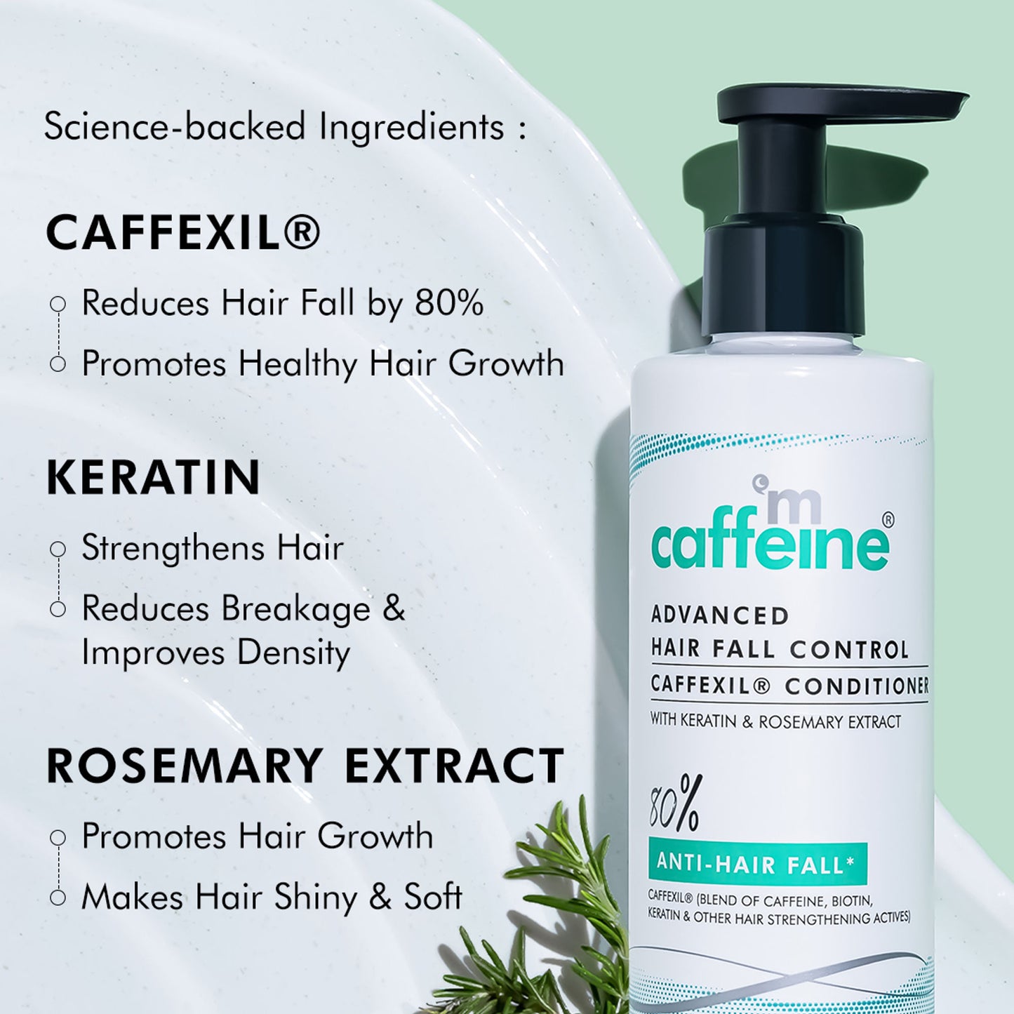 MCaffeine Advanced Hair Fall Control Caffexil® Conditioner With Keratin, Rosemary Extract