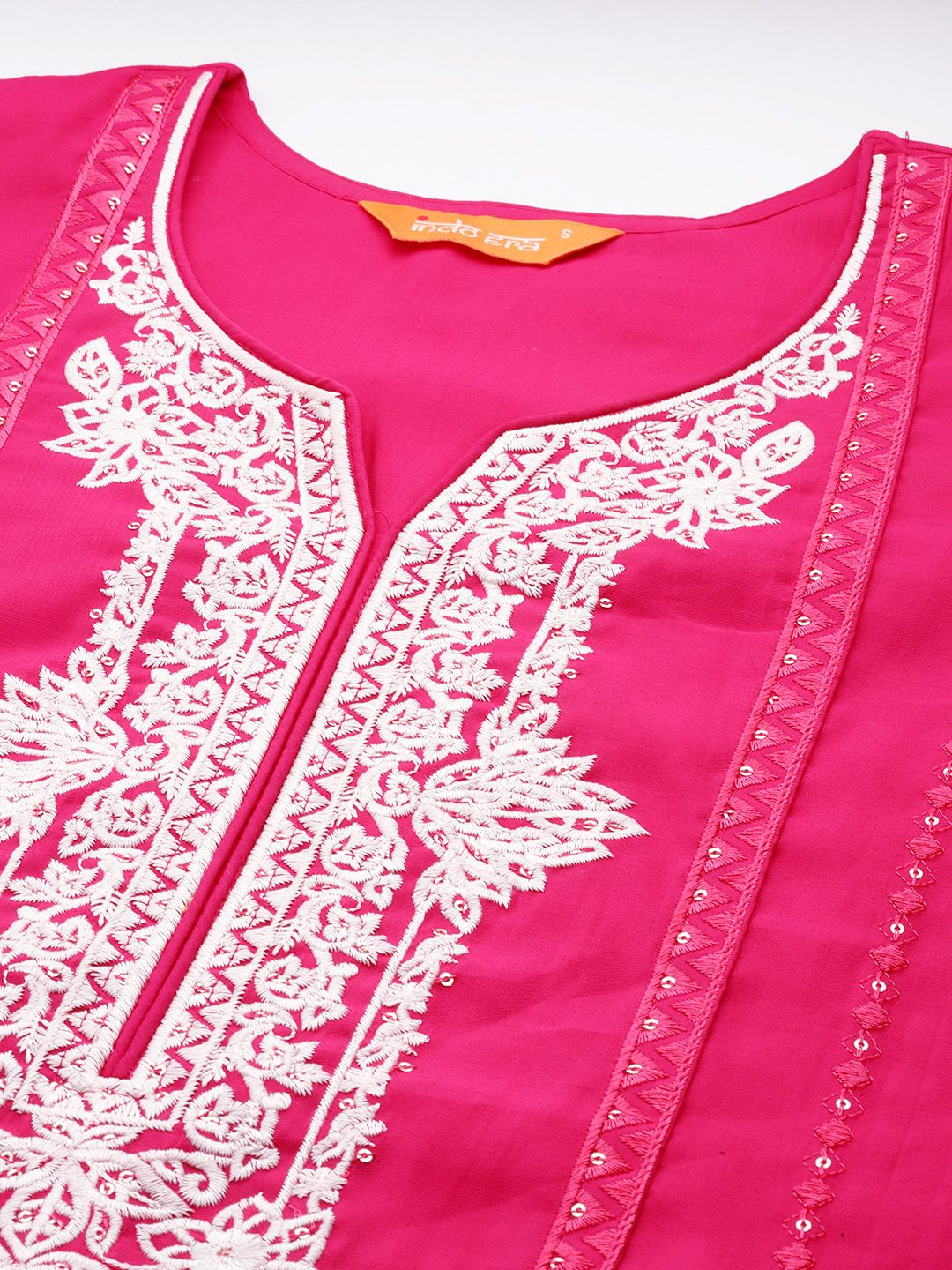 Indyancart IE Ethnic Motifs Embroidered Thread Work Kurta with Trousers & With Dupatta