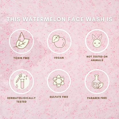 The Skin Diet Company Watermelon Face Wash - Dull, Dry & Oily Skin, HA, Salycylic Acid, Vitamin B