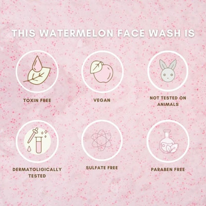 The Skin Diet Company Watermelon Face Wash - Dull, Dry & Oily Skin, HA, Salycylic Acid, Vitamin B
