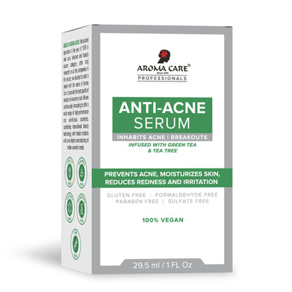 Aroma Care Pro Anti-Acne Serum bottle with dropper, skincare product for acne-prone skin on a white background.