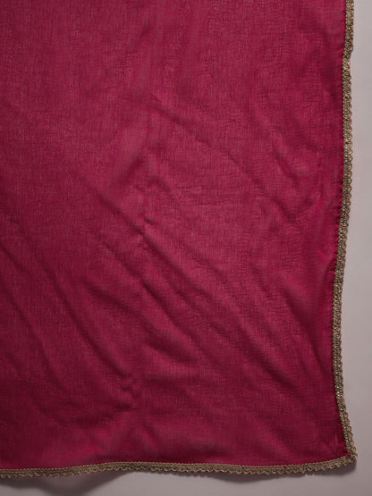 Indyancart IE Floral Embroidered A-Line Kurta with Trousers & Dupatta