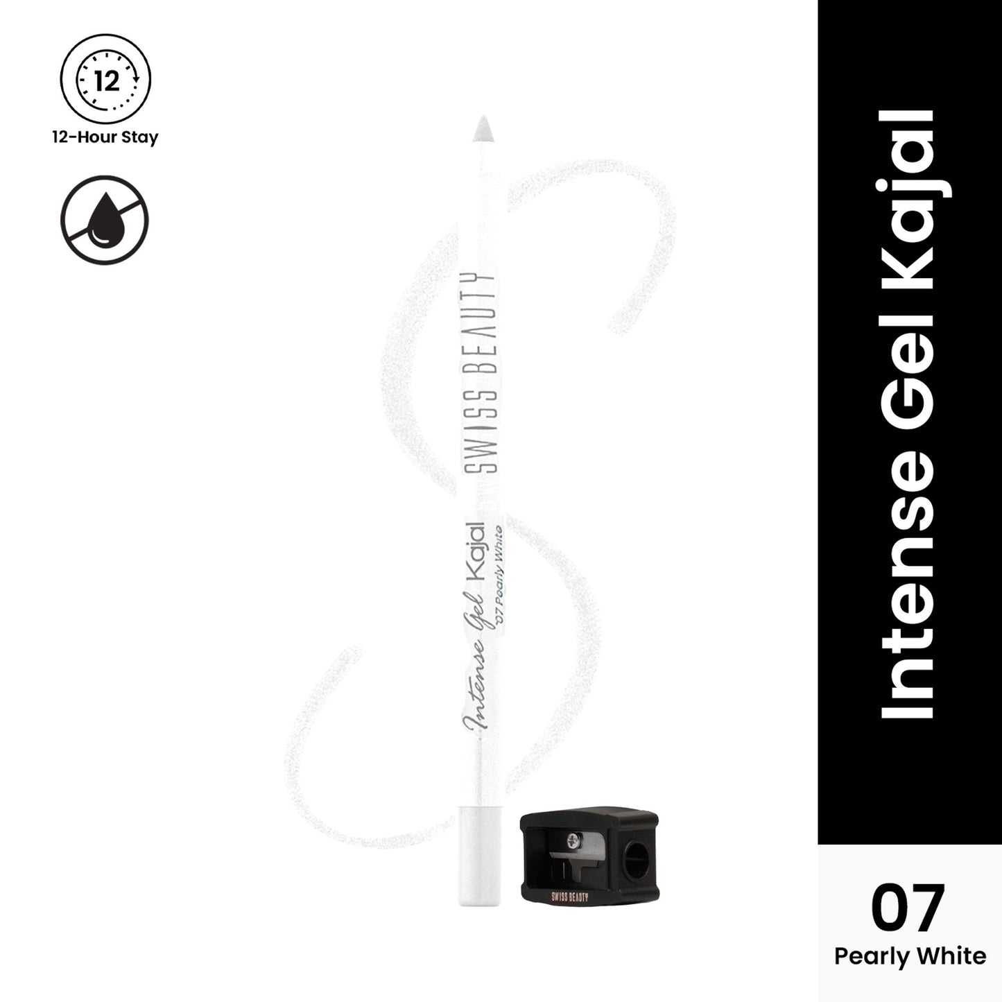 Swiss Beauty Intense Gel Kajal 12-Hour Stay Smudge-Proof with Sharpener - 8904325006926_07pearlywhite